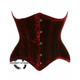 Red Velvet Double Bone Steampunk Underbust Bustier Corset